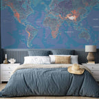 artgeist Premium Wall Mural World Map 138x101 in - XXL Non-Woven Wallpaper Fleece Wall Decor Photo Print Picture Image Design Home Map of The World k-A-0061-a-d