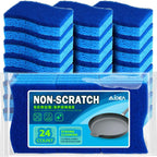 AIDEA Non Scratch Scrub Sponge, 24Count, Sponges for Dishes, Sponges Kitchen, Cleaning Sponge, Cleans Fast Without Scratching, Stands Up to Stuck-on Grime, Cleaning Power for Everyday Jobs