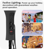 CCCEI Outdoor Power Strip Weatherproof with Stake, Waterproof Extension Cord with Multiple Outlets, Christmas Exterior Garden Decor, Yard, Camping, 4 Plugs, Surge Protector 10FT, Black.