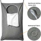 XL Hanging Laundry Hamper, Extra Large Tear-resistance Door Hamper with 2 Types Hooks for Dirty Clothes, Save Bathroom Space Hanging Laundry Bag (36.5x 22 Inch,Grey)