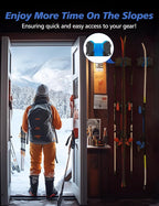 Ski and Snowboard Wall Mount Storage Rack - Heavy Duty Nonslip Organizer for Garage - Fits Any Ski or Snowboard - Tool Organizer - Blue
