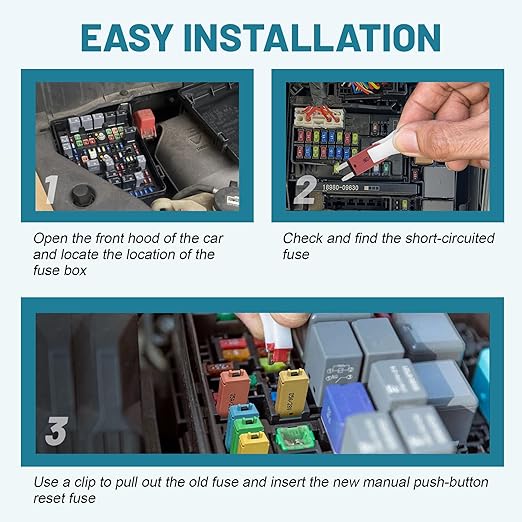 NuIth Manual Reset 10A Mini Fuse Circuit Breakers, E73 Low Profile ATM Circuit Breaker Blade Fuse DC 28V Resettable Standard Blade Fuses for Car Truck RV Marine (2PCS-10A)