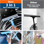 Juome 2PCS 3 in 1 Window Cleaning Scraper - Window Cleaner Squeegee with Sprayer, Squeegee for Window Cleaning Kit, Window Cleaning Tool with Cleaning Brush for Shower Glass, Mirrors, Home Window, Car