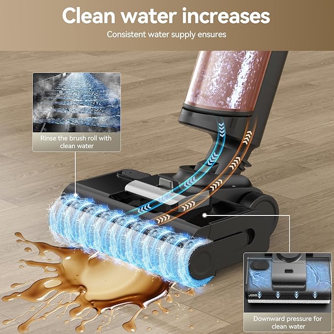 JONR ED12 Pro Max Wet Dry Vacuum Cleaner Cordless, 180°Lay-Flat Smart Vacuum Mop, 167°F Flashdry Self-Cleaning, Dual-Sided Edge, Zero-Tangle for Pet Hair, Lightweight Floor Cleaner for Hard Floor