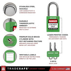 TRADESAFE Lockout Tagout Locks Set - 7 Green Loto Locks, Lockout Locks Keyed Different, 2 Keys Per Lock, OSHA Compliant Lock Out Tag Out Padlocks, Safety Padlocks for Electrical Lockout Tag Out Kits
