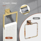 TQKAG 7-Pieces Brushed Gold Bathroom Hardware Accessories Set 23.6" SUS304 Stainless Steel Towel Bar Set Toilet Paper Spare Rolls Storage Holder Wall Mounted