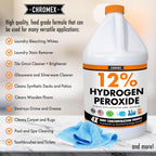 Chromex Hydrogen Peroxide 12 Percent Food Grade, 4x Power Concentrated Solution, 4 Gallons Dilute to 16 Gallons, Versatile Uses include Topical Care, Home, Kitchen, Bath Cleaner, Laundry, Whitening