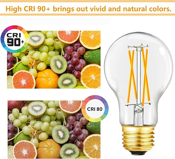 A19 Vintage LED Edison Light Bulbs 60 Watt, E26 Dimmable LED Filament Light Bulbs, 3000K Soft White,6W Equal 60 Watt Incandescent Bulbs,600LM, AC120V, A19 LED Bulb with 90 CRI,COCODI-6Pack (6W-3000K)