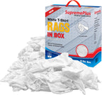 Premium White T-Shirt Cleaning Rags (10 lbs. Compressed Box of Rags) – White Cotton Cloths for Cleaning, Staining, Painting, Oil, Grease & Dust Removal