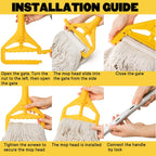 Yesland Mop with 2 Cotton Heads, Heavy Duty 61in Long Handle Looped-End String Wet Mops for Cleaning Office, Garage, Hardwood, Warehouse, Factory, Mall, Deck