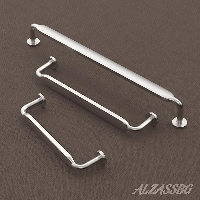 Alzassbg 6 Pack Brushed Satin Nickel Cabinet Handles, 12-1/2 Inch(320mm) Hole Centers Arch Modern Cabinet Pulls Kitchen Cabinets Hardware for Cabinets and Drawers AL3503SN