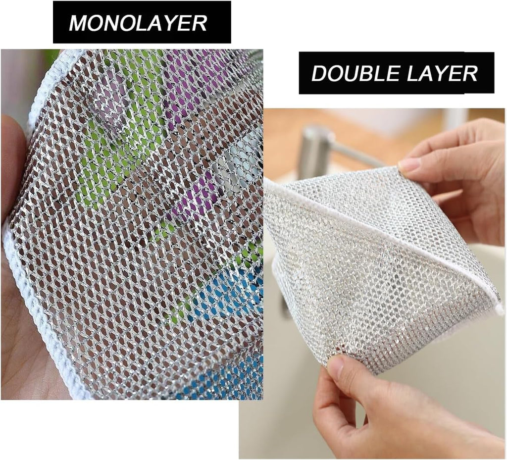 10 PCS Multipurpose Wire Dishwashing Rag for Wet and Dry,Non-Scratch Wire Dishcloth,Scrubbing Wire Dishwashing Rags,Time-Saver Kitchen Wipes Cleaning Cloths (Monolayer)