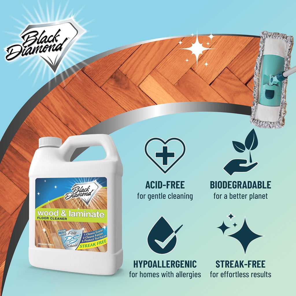 Black Diamond Stoneworks Wood, Laminate, Hardwood & Luxury Vinyl Floor Cleaner – Multi-Purpose Mopping Solution for a Streak-Free Clean (128 Fl Oz) refill.
