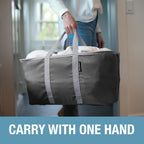 CleverMade Collapsible Laundry Tote - Denim Charcoal 2-Pack 50L - Foldable Storage Organization Container for Clothes Laundry Room Storage Solution