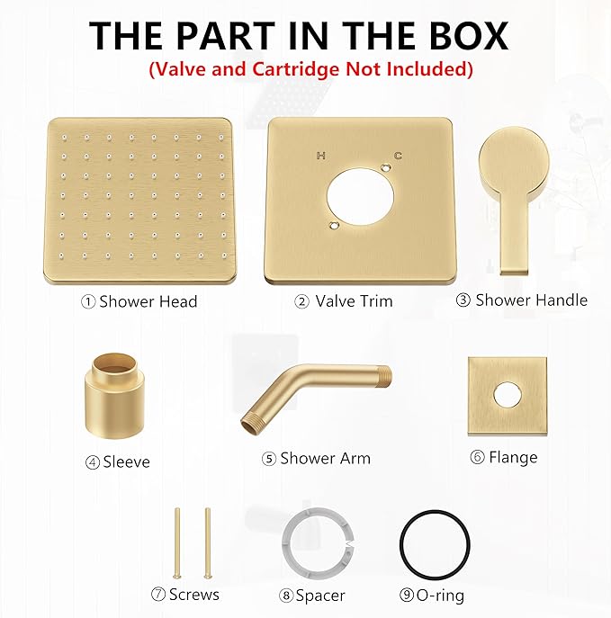 Replacement for Delta 13/14 Series Shower Trim Kit, Compatible with Delta R10000 Valve Shower Faucet Set, Brushed Gold Shower Head and Handle Set, Champagne Bronze (Cartridge and Valve Not Included)