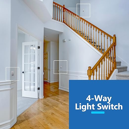 LIDER Minimalist Design Matte Finish Lighted 4-Way Decorator Light Switch, Four Way Frameless Rocker Switch, Residential/Commercial Grade, 15A 120V/277V, UL Listed, LS15-4W-SV, Silver