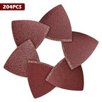 204PCS towbluii Oscillating Multitool Sandpaper, 3-1/8 Inch Triangle Sandpaper for Triangle Sanding Pads, Assorted 40/60/80/120/180/240 Grit 30pcs Each