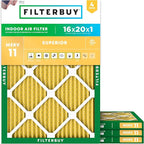 Filterbuy 16x20x1 Air Filter MERV 11 (MPR 1200) Allergen Defense Replacement (4-Pack), Electrostatic Pleated HVAC AC Furnace Filters, Made in USA (Actual Size: 15.50 x 19.50 x 0.75)