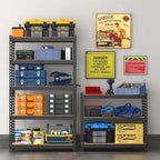 WORKPRO 5-Tier Steel Shelving Unit-Black, 27-2/5”W x 11-7/10”D x 60”H, Adjustable Storage Rack, Heavy Duty Shelf with MDF Board, 1650 lbs Load Capacity (Total) for Garage, Basement, Kitchen