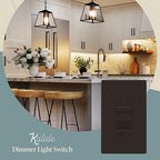 TOPGREENER Digital Dimmer Light Switch for 200W Dimmable LED/CFL Lights, Single Pole/3-Way LED Slide Dimmer Light Switch, Neutral Wire Not Required, UL Listed, TGSDS3-BR, Brown, 1 Pack