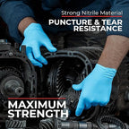 Heavy Duty 6 Mil Blue Nitrile Gloves Disposable Latex & Powder Free -Extra Stretchy Fentanyl Safe |Medical,First Aid Kit,EMT|Food Safe Rubber Gloves for Cooking & Cleaning| Pack of (100)