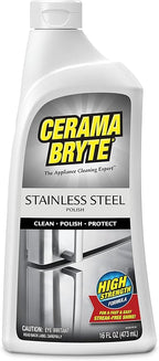 Cerama Bryte Stainless Steel Cleaner for Appliances, Streak-Free Shine and Protection for Refrigerators, Dishwashers, Ovens, and Grills, 16 Fluid Ounce 1 Pack, No Spray Pump