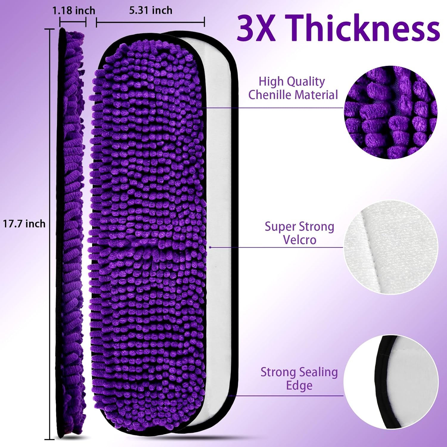 4 Pack Pet Heavy Duty Mop Refills for Swiffer Powermop, Reusable Extra Thick Multi-Surface Dry Mop Pads for 16 Inch and 17 Inch Mop