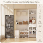 8ft Closet System with Drawers, 99 Inches Walk in Closet Organizer System with 3 Hanging Rods, Adjustable Built in Closets Systems, Sturdy Closets Insert, Easy Assembly, Max Load 1000 Lbs, White