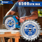 6-1/2-Inch 24-Tooth Circular Saw Blade, 0.059" Ultra Thin Kerf Blade 20mm Bore (16mm Reduction Ring Included),TCT ATB Framing Blade for Wood Fast Cutting