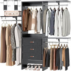 Armocity 5FT Small Closet System with 3 Fabric Drawers, 60 Inches Walk In Closet Organizer System With 3 Adjustable Shelves, Heavy Duty Clothes Rack Built-In Garment Rack, 59" L x 16" W x 71" H, Black