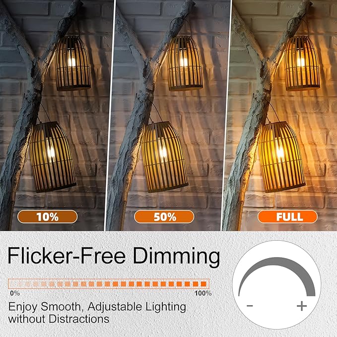 E12 Candelabra Bulb 40 watt Equivalent, E12 LED Bulb Dimmable Chandelier Light Bulbs, 2200K Amber Warm, B10 Candle Light Bulb, 90+CRI, 400LM, Amber Glass Finish, 12 Pack