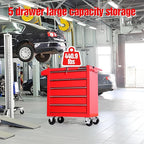 Tool Chest Heavy Duty Cart Steel Rolling Tool Box 5 Drawer Cart (TZ35 Red)