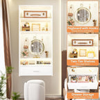 Unikito 24 inch Closet System with Drawers and Magnetic Pegboard, Wall Mounted Closet Organizer with Vanity Storage Shelves, Multipurpose Vanity Desk for Bedroom, Mudroom, and Entryway, White