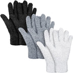 Patelai 3 Pairs Microfiber Plant Dusting Gloves Leaf Cleaning Gloves for Indoor Plants, Blinds, Furniture, House(Small,Black, White, Gray)