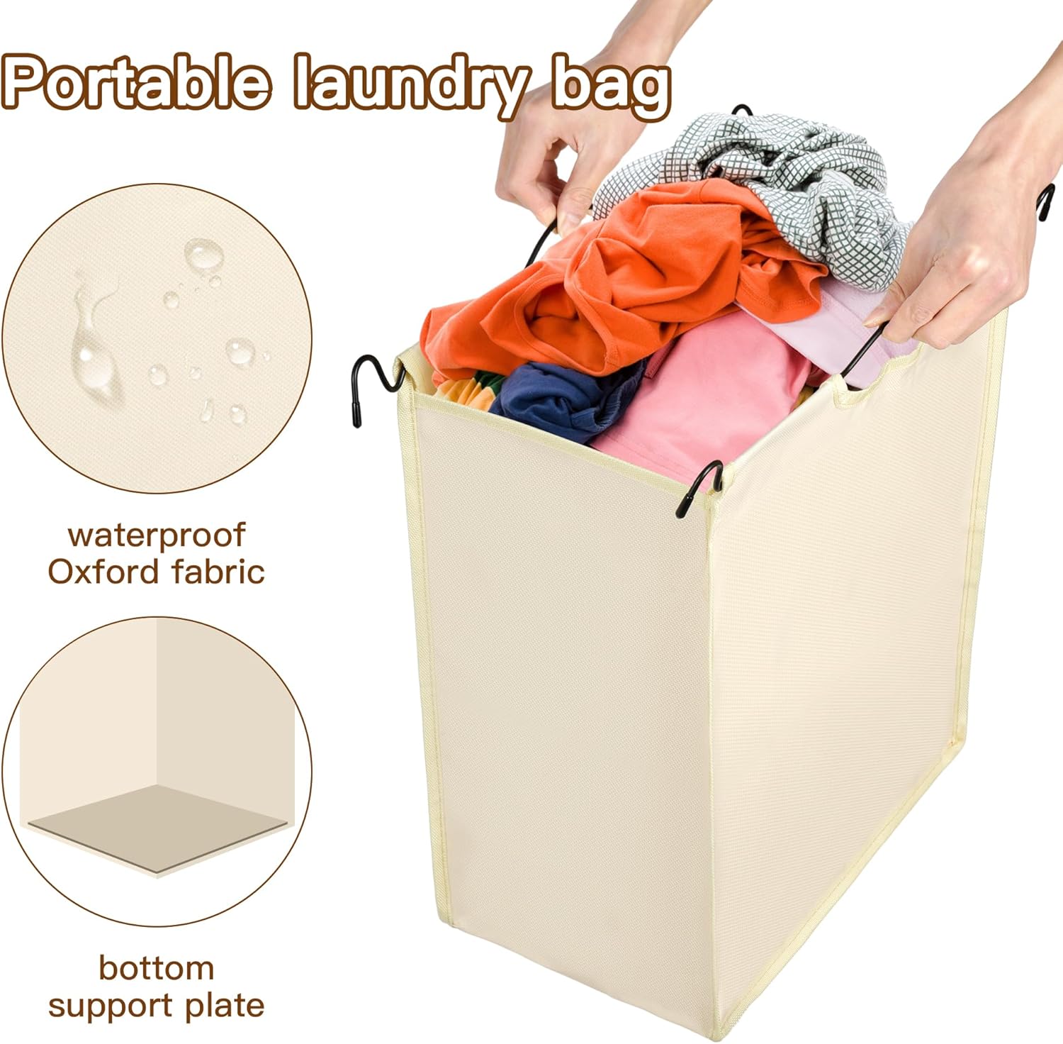 MYOYAY 3 Section Laundry Sorter with Garment Hanging Bar Rack Foldable Ironing Board, Laundry Basket Organizer Heavy Duty Laundry Hamper Rolling Cart with Lockable Wheels and 3 Removable Bags