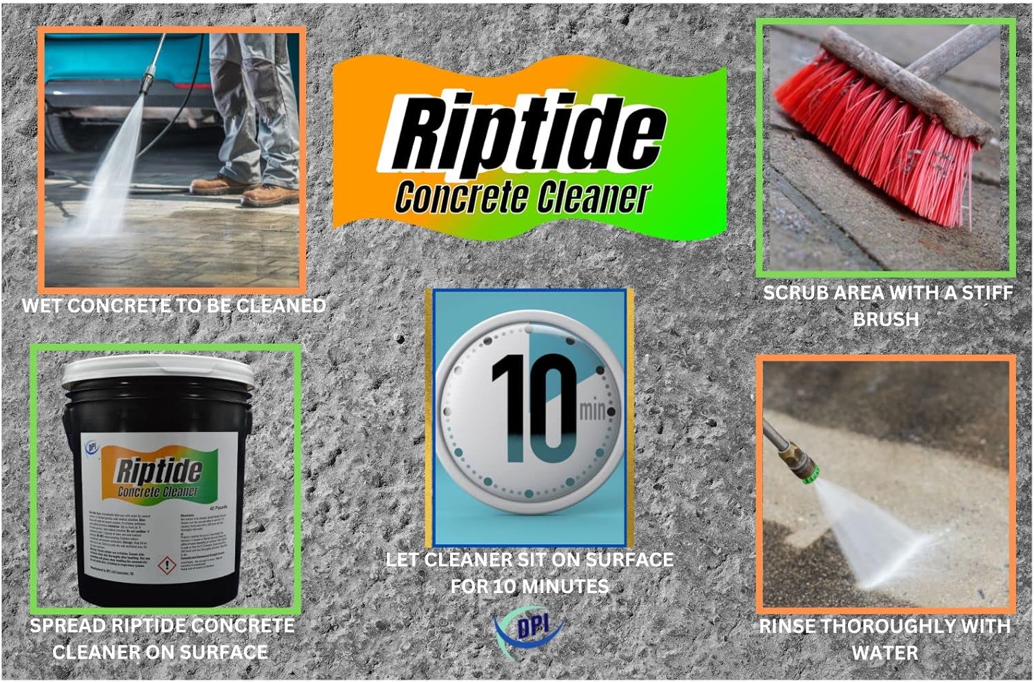DPI Riptide Concrete Floor Cleaner, Powder Concentrate