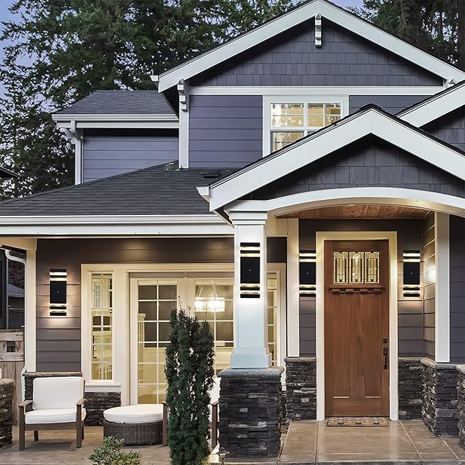 Dusk to Dawn Sensor Outdoor Wall Lights 4 Pack, Up and Down Lights Outdoor Wall Sconces, Aluminum Waterproof Outside Lights for House Porch Hallway Patio Garage