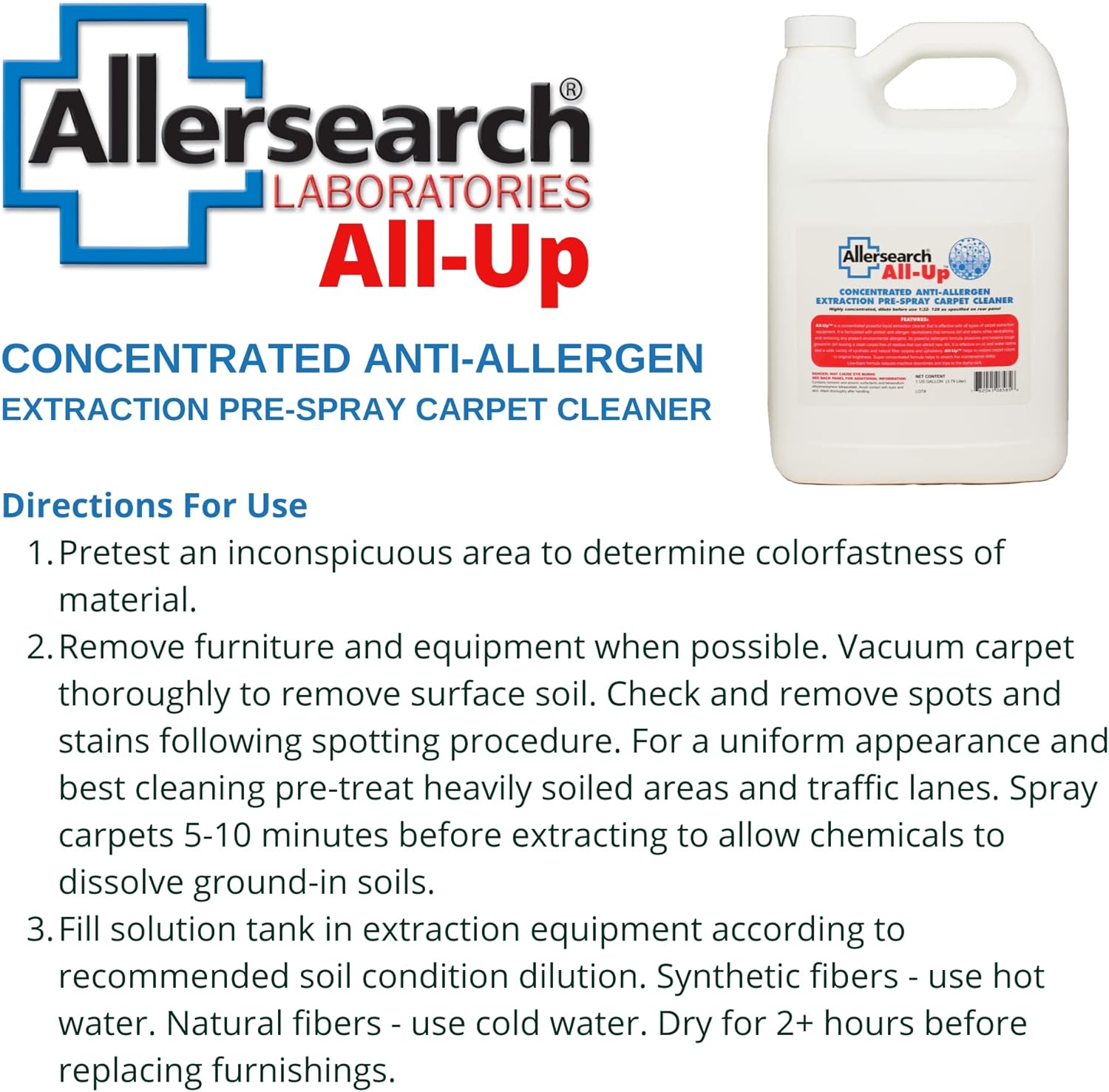 Allersearch All-Up Concentrated Anti-Allergen Carpet Spot Spray 1 Gallon (128 Oz)
