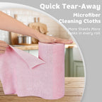 Matthew Microfiber Cleaning Cloth Roll 72Pack (12" x 12") Reusable Paper Towels&Washable Tear Away Towels,Ultra Water Absorbent Lint&Streak Free Cleaning Rags for Glass,Dishwash,Bathroom,Cars-Red