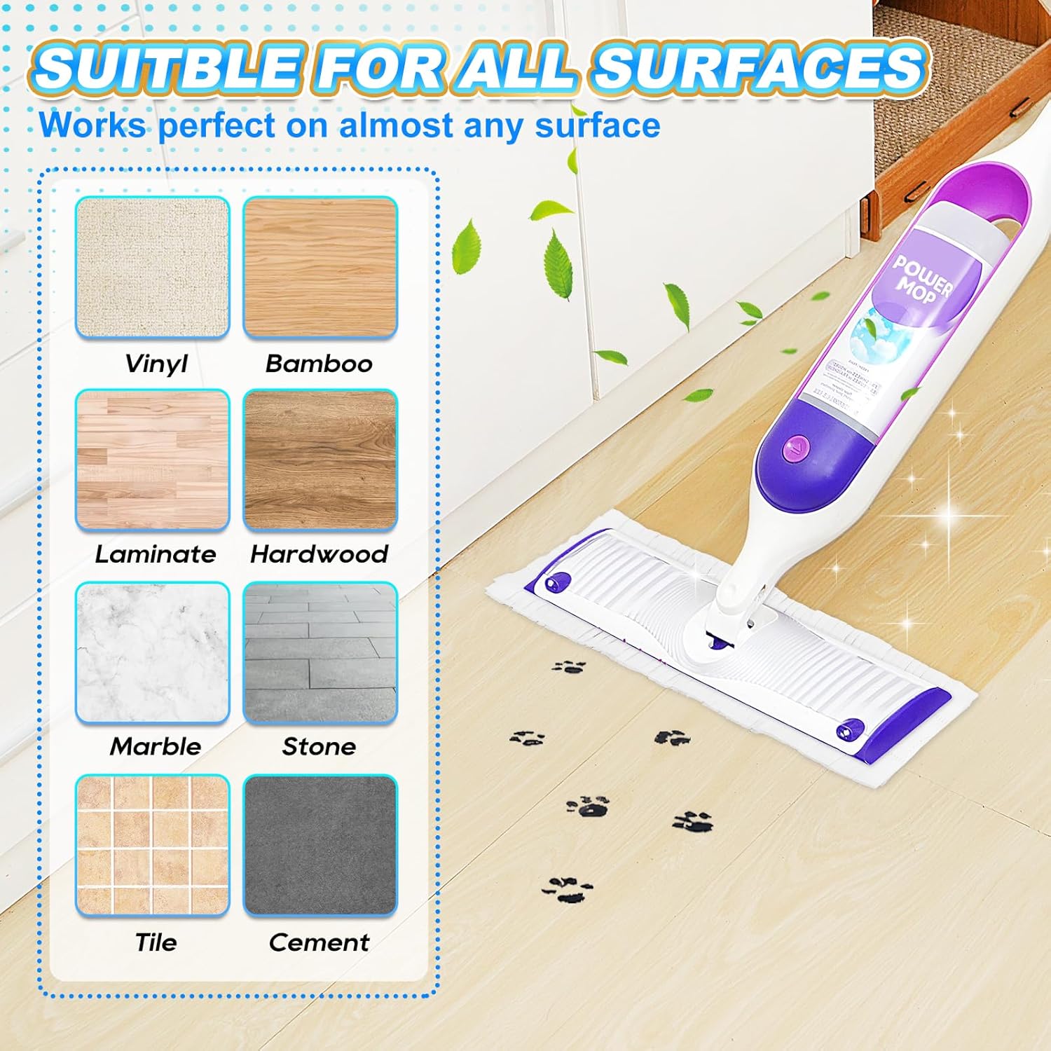 20 Pack Disposable Mop Pads for Power-Mop Multi-Surface Floor Mop, Floor Cleaning Replacement Mopping Pads Refills