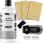 Therapy Glass Cooktop Cleaner Kit - 16oz with Scraper & 3 Non-Scratch Pads - For Electric, Induction, Ceramic & Gas Stove Top - Heavy Duty Flat Top Stove Cleaner & Polish