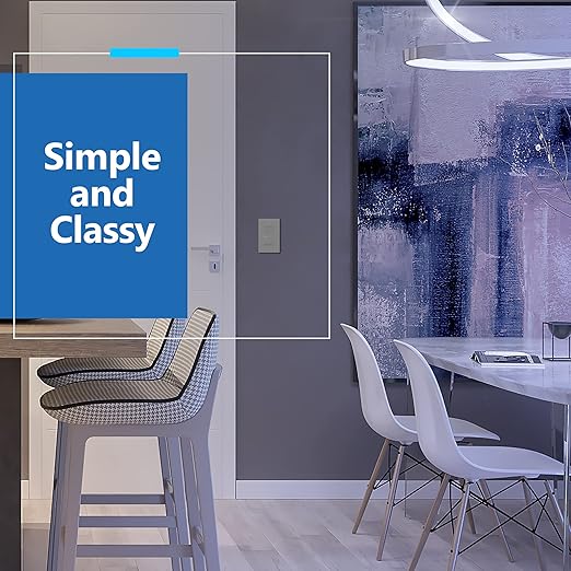 LIDER Minimalist Design Matte Finish Lighted Decorator Switch, Frameless Paddle Light Switch with Locator Light, Grounding Screw, 15A 125V, UL Listed, LS15-1P-GY, Gray