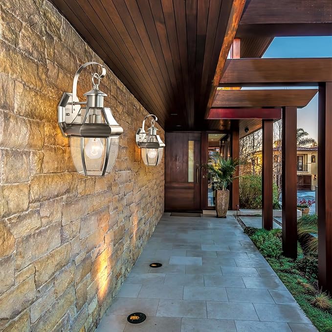 Outdoor Wall Lantern, 13.25IN Porch Lights Outdoor with Glass Shades, Large Waterproof Exterior Lighting Fixtures, Aluminium Outside Light for House Farmhouse Patio Doorway Garage (E26 Base Max 40W )