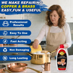 Copper & Brass Cleaner and Polish – 17.6 Oz Gentle Copper Polishing Cream for Pots, Pans, Sinks, Cups, Antiques – Restores Shine, Gentle Removes Tarnish & Stains – Non-Scratch, Easy to Use