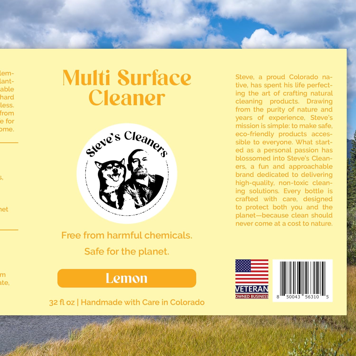 Steve's Cleaners Lemon Multi-Surface Cleaner – Plant-Based, Non-Toxic, Streak-Free Cleaning Spray – Ammonia-Free, Safe for Kitchen, Bathroom, Counters & More – 10 oz (Pack of 3)