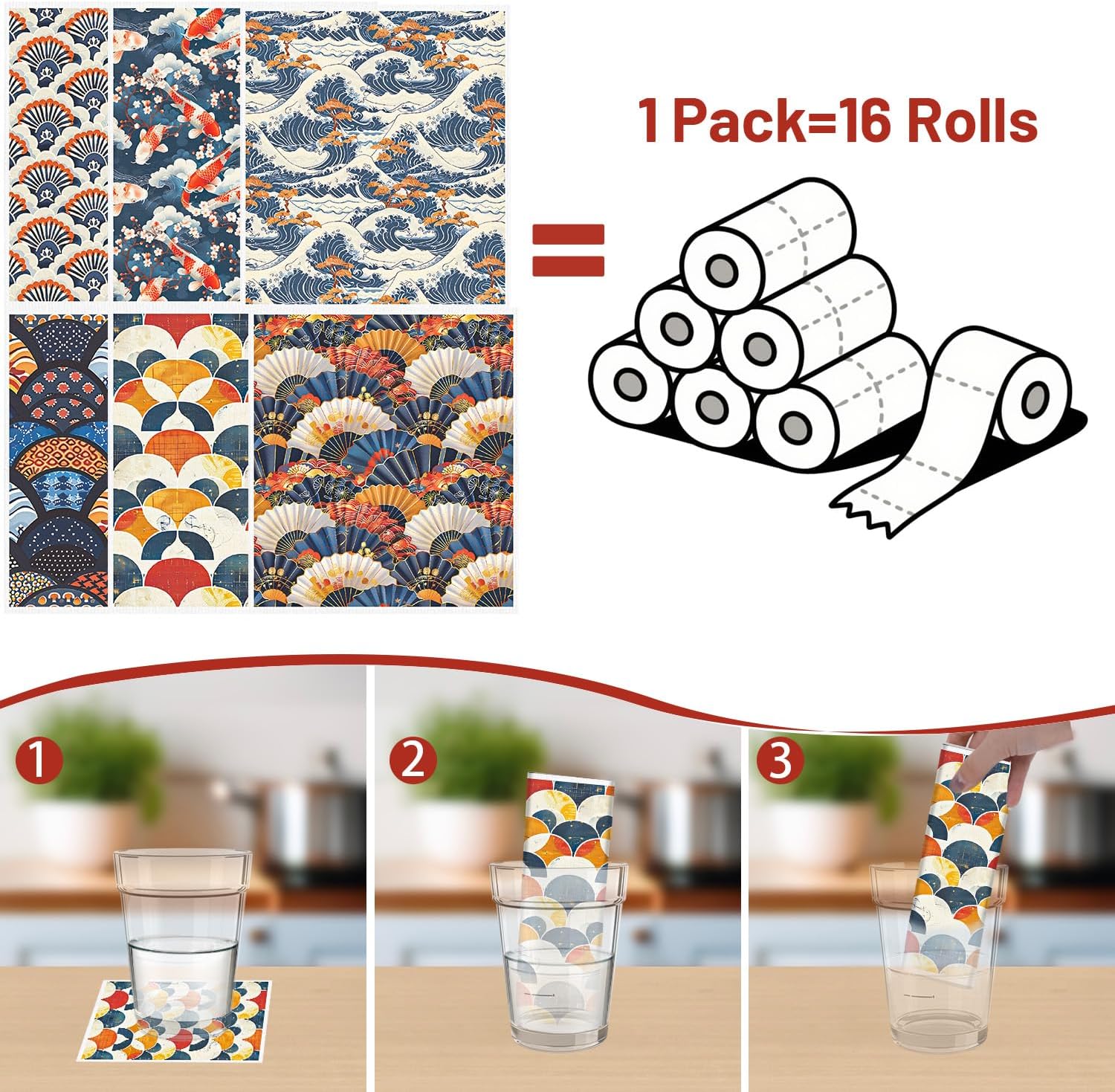 Swedish Dishcloths for Kitchen, 6PCS Japanese Style Reusable Swedish Dish Cloth Towels Set, Absorbent Quick Drying Dishcloth for Home Cleaning(7.8 X 7 Inches)