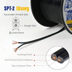 Extension Electrical Wire18/2 SPT-2W Bulk Lamp Cord, 300-Volt 18-Gauge, 50-feet Spool, Black,UL Listed