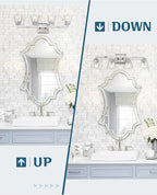 Brushed Nickel Bathroom Vanity Light, HWH 4-Light Vanity Light Fixture Modern Vanity Wall Sconce Lamp Over Mirror with Square Glass Shade, 5HY68B-4W BN