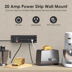 JUNNUJ Heavy Duty 20 Amp Surge Protector 4800J, Garage Metal 8 Outlets 12 Gauge, High Amp 5-15P Adapter Shop 6-20R T-Slot Industrial Outlet, 10 FT Extension Cord Commercial for Appliance