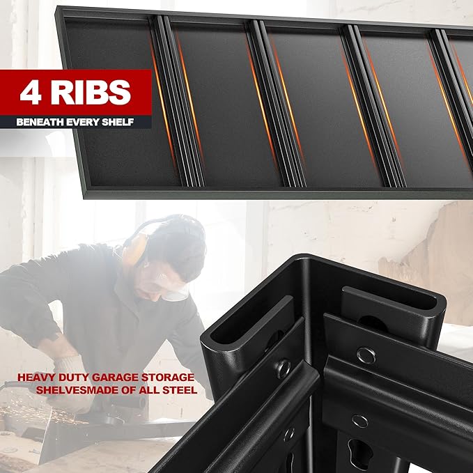 REIBII 48" W Garage Shelving 2500LBS Storage Shelves Adjustable Metal Shelving Heavy Duty Garage Shelves for Warehouse Pantry Basement 48" W x 72" H x 18" D, 2 Pack